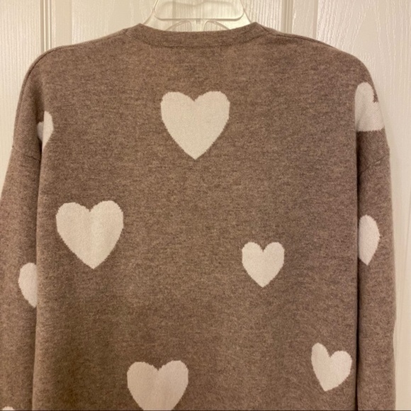 MAGASCHONI Heart Open Front Cashmere Cardigan in Pebble Heather/Frost White Sz M - Picture 9 of 9